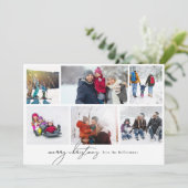 minimale vrolijke kerst geschreven 6 Foto Collage Feestdagenkaart (Staand voorkant)