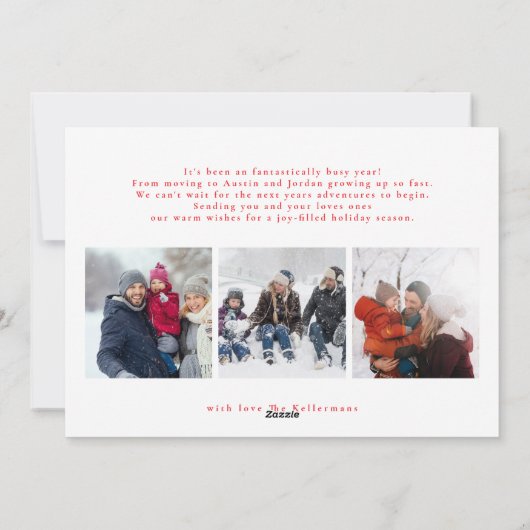 minimale vrolijke kerst rood 6 Foto Collage Feestdagenkaart (Achterkant)