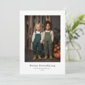 Minimale vrolijke kerstfoto feestdagenkaart (Staand voorkant)