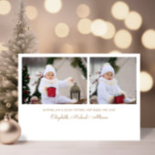 Minimale vrolijke kerstfoto wit goud feestdagenkaart