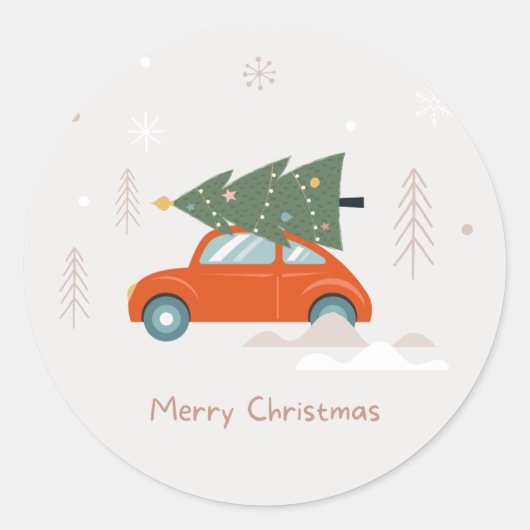 Minimale vrolijke kerstkoffer ronde sticker (Voorkant)