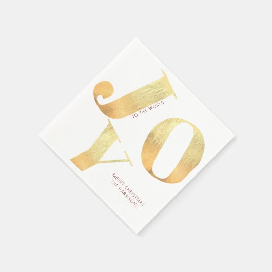 Minimale vrolijke kerstvreugde aan de wereld goude servet (Hoek)