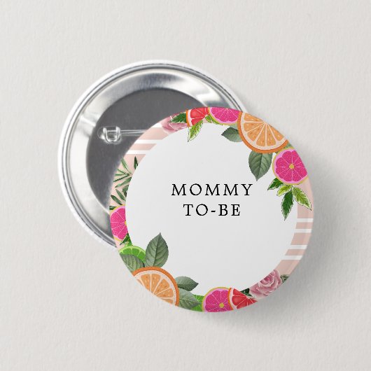 Minimale vrolijke zomer citrus botanische vruchten ronde button 5,7 cm (Voorkant /achterkant)