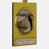 Minimale vrolijkheid en gehuwde eerste kerst verguld banner ornament (Rechts)