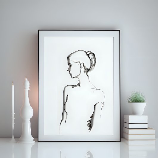 Minimale Vrouw figuur tekening Poster