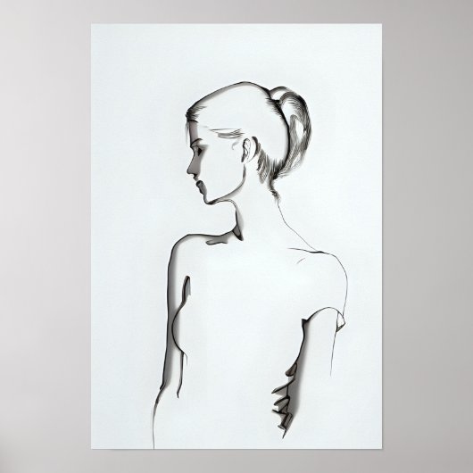 Minimale Vrouw figuur tekening Poster (Voorkant)