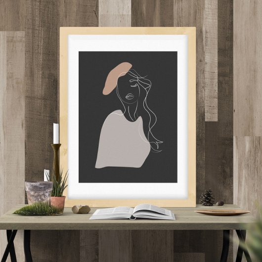 Minimale vrouw witte lijn tekening abstract poster