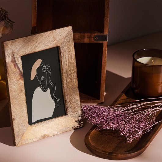 Minimale vrouw witte lijn tekening abstract poster