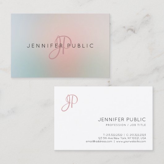 Minimale waarde voor kleine kleuren Modern Monogra Visitekaartje (Voorkant / Achterkant)