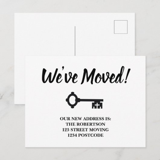 Minimale waarschuwing voor zwarte en witte bewegin aankondigingskaart (Voorkant / Achterkant)