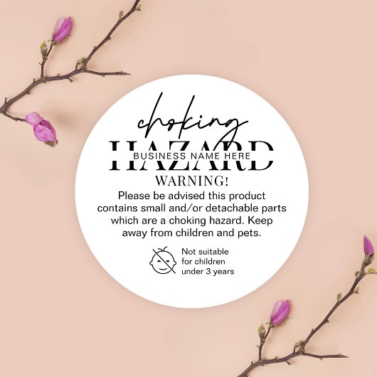 Minimale waarschuwing voor zwarten en witkokers ronde sticker