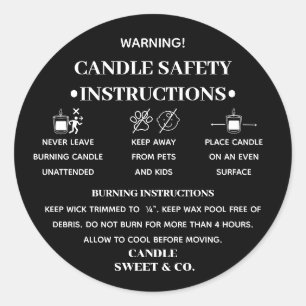 Minimale waarschuwingskaars Modern Black Ronde Sticker