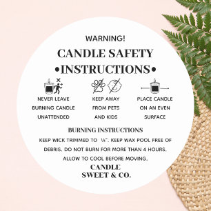 Minimale waarschuwingskaars   Zwarte en Witte Mode Ronde Sticker