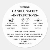 Minimale waarschuwingskaars | Zwarte en Witte Mode Ronde Sticker (Voorkant)