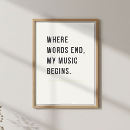 Minimale wanddecoratie. Muziek minnende slaapkamer Poster