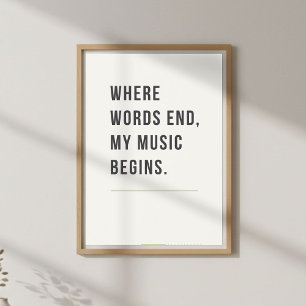 Minimale wanddecoratie. Muziek minnende slaapkamer Poster