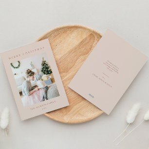 Minimale warme roodbruine vrolijke kerst foto feestdagenkaart