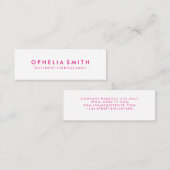 Minimale warme roze tekst mini visitekaartje (Voorkant / Achterkant)