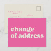 Minimale warme roze wijziging van adresaankondigin briefkaart (Voorkant / Achterkant)