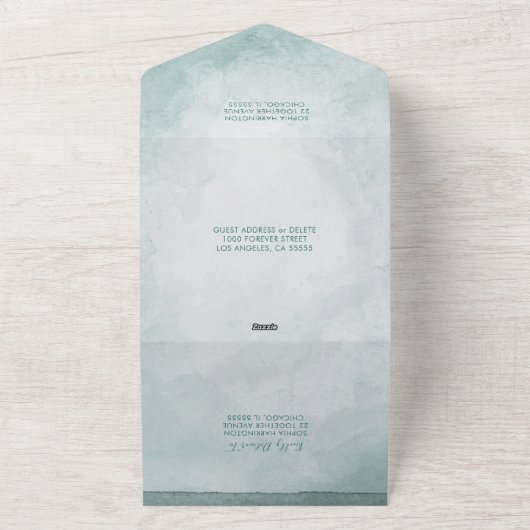 Minimale Waterverf Alles in één bruiloft All In One Uitnodiging (Buitenkant)