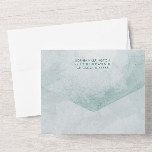 Minimale Waterverf Alles in één bruiloft All In One Uitnodiging (Achterkant)