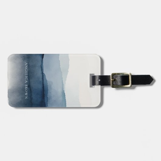 Minimale Waterverf Bagagelabel met lederen riem (Voorkant horizontaal)