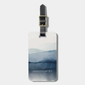 Minimale Waterverf Bagagelabel met lederen riem (Voorkant verticaal)