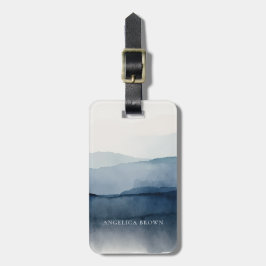 Minimale Waterverf Bagagelabel met lederen riem