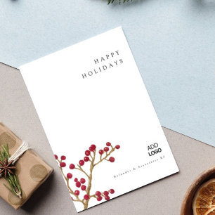 Minimale Waterverf Berry voor Corporate Christmas Kaart