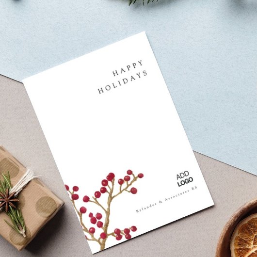 Minimale Waterverf Berry voor Corporate Christmas Kaart