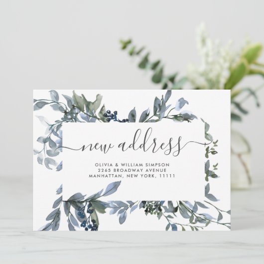 Minimale Waterverf Blauwe Eucalyptusbeweging Aankondiging (Staand voorkant)