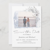 Minimale waterverf blauwe foto Opslaan datum Save The Date (Voorkant)