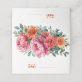 Minimale waterverf bloem orange & roze bruiloft plaatskaartje (Buitenkant ongevouwen)
