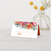 Minimale waterverf bloem orange & roze bruiloft plaatskaartje (Achterkant)