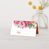 Minimale waterverf bloem orange & roze bruiloft plaatskaartje (Voorkant)