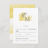 Minimale Waterverf blok met Monogram Wedding RSV RSVP Kaartje (Voorkant / Achterkant)