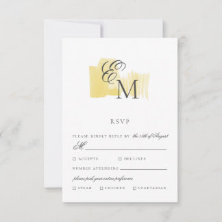 Minimale Waterverf blok met Monogram Wedding RSV RSVP Kaartje