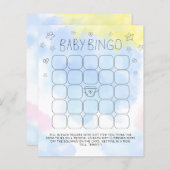 Minimale Waterverf Blue Bingo Baby shower Game (Voorkant / Achterkant)