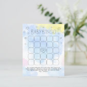 Minimale Waterverf Blue Bingo Baby shower Game (Staand voorkant)