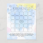 Minimale Waterverf Blue Bingo Baby shower Game (Voorkant)