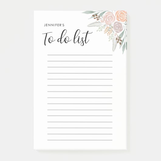 Minimale Waterverf Blush Pink Floral Post-it® Notes (Voorkant)