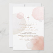 Minimale Waterverf Boho Gold Cross Doop Kaart (Voorkant)