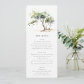 Minimale Waterverf Botanische Boom Wedding Menu Kaart (Staand voorkant)