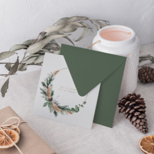 Minimale Waterverf Botanische kerstmis Feestdagenkaart