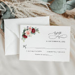 Minimale Waterverf Burgundy Blush Flowers Wedding RSVP Kaartje<br><div class="desc">Deze aanpasbare RSVP-kaart is ontworpen om te coördineren met ons Romantic Blooms bruiloft collectie. Deze kaart biedt waterverf-schoft en bloemen met groene bladeren en grafische teksten met een kalligrafiescript,  in combinatie met een klastig serif en een modern sans lettertype in zwart. Overeenkomende objecten beschikbaar.</div>