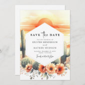 Minimale Waterverf Cactus bruiloft Save The Date (Voorkant / Achterkant)
