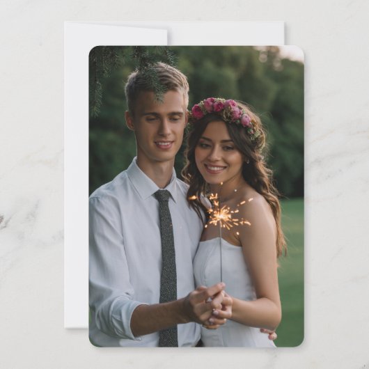 Minimale Waterverf Diepe Rode Rozenfoto Weddenscha Kaart (Achterkant)