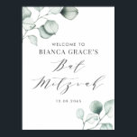 Minimale Waterverf Eucalyptus Bat Mitzvah Poster<br><div class="desc">Verzend bedankt met dit aanpasbare greenery bat mitzvah welkomstteken. Het kenmerkt de illustraties van de waterverf van stoffige groene eucalyptusbladeren en een grillig manuscript. Personaliseer u door uw gegevens toe te voegen. Dit eucalyptusbat mitzvah welkomstbord is perfect voor elk thema of seizoen.</div>