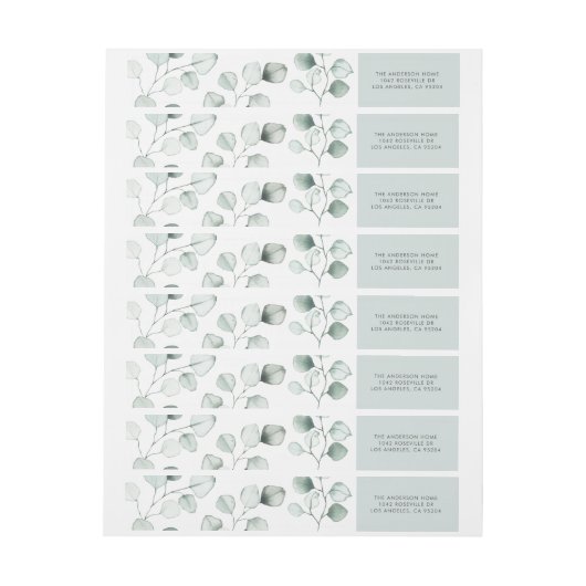 Minimale Waterverf Eucalyptus Leaves Pattern (Vel)