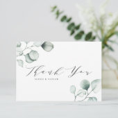 Minimale Waterverf Eucalyptus Leaves Wedding Bedankkaart (Staand voorkant)